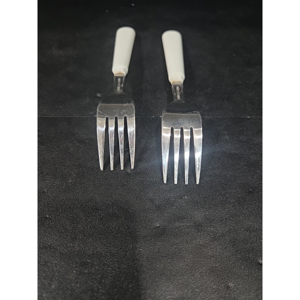 Corelle Plain White Salad Forks, Set Of 2, Vtg Dinner Forks, Collectible Corelle - Picture 4 of 6